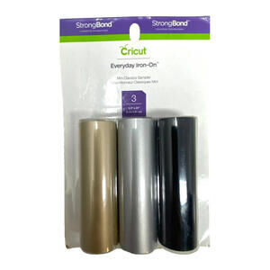 Cricut Everyday Iron-On Mini Sampler, Classics 3.7" x 24" (Gold, Black, Silver)